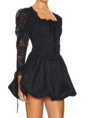 NEW $289 FOR LOVE AND LEMONS WAVERLY BLACK LACE MINI DRESS SIZE S